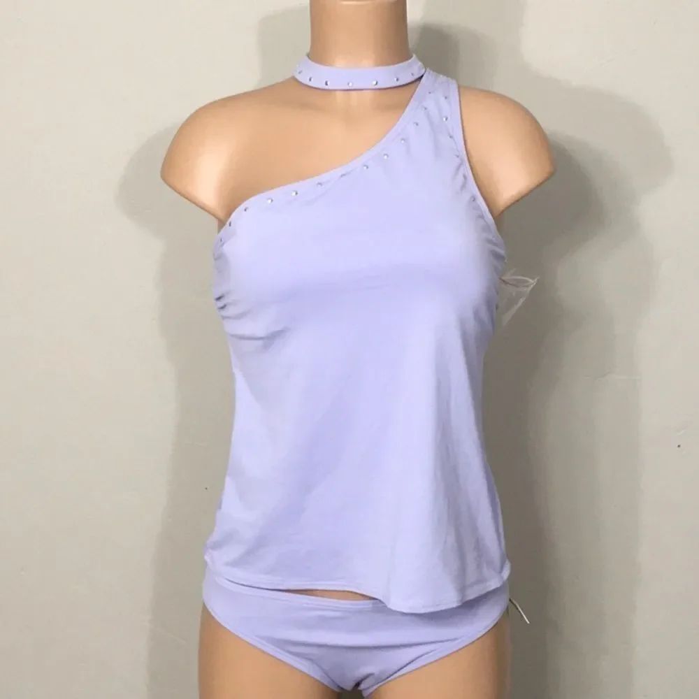 Michael Kors Lilac studded choker tankini set